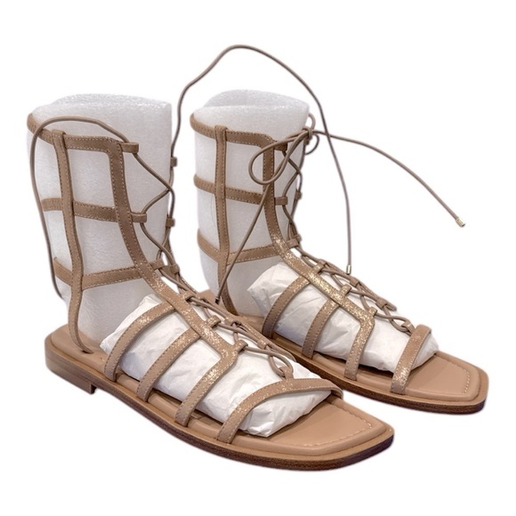 STUART WEITZMAN Kora Lace Up Sandal In Tan Shimmer size 36 US 5.5 B New in Box - Picture 13 of 13